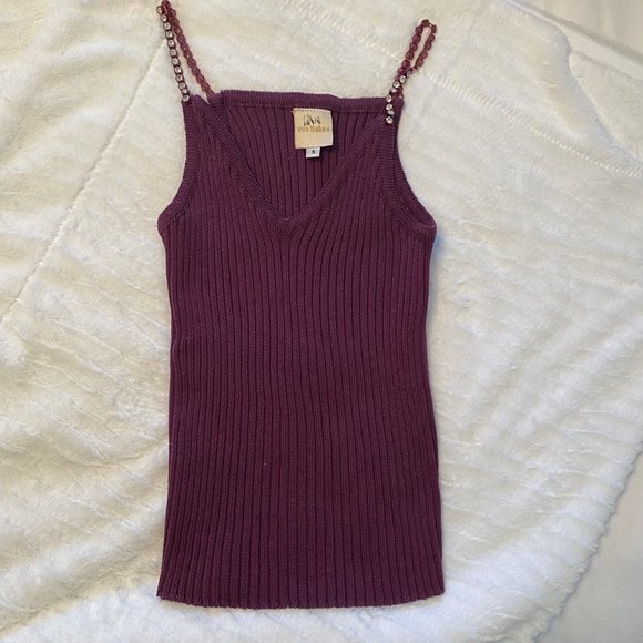 Von Saken Sweaters - ***PRICE DROP  Von Saken, purple tank sweater w/rhinestone accents on straps; S